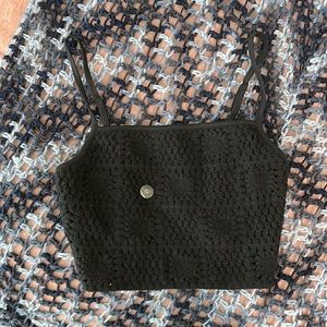 Black Crochet Crop Top